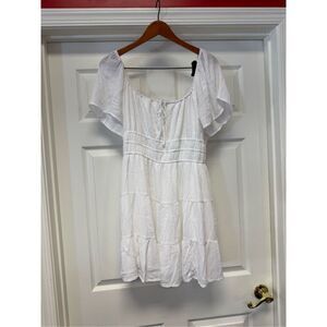 Hollister White Gauzy Off the Shoulder Peasant Dress Jumper sz XL EUC